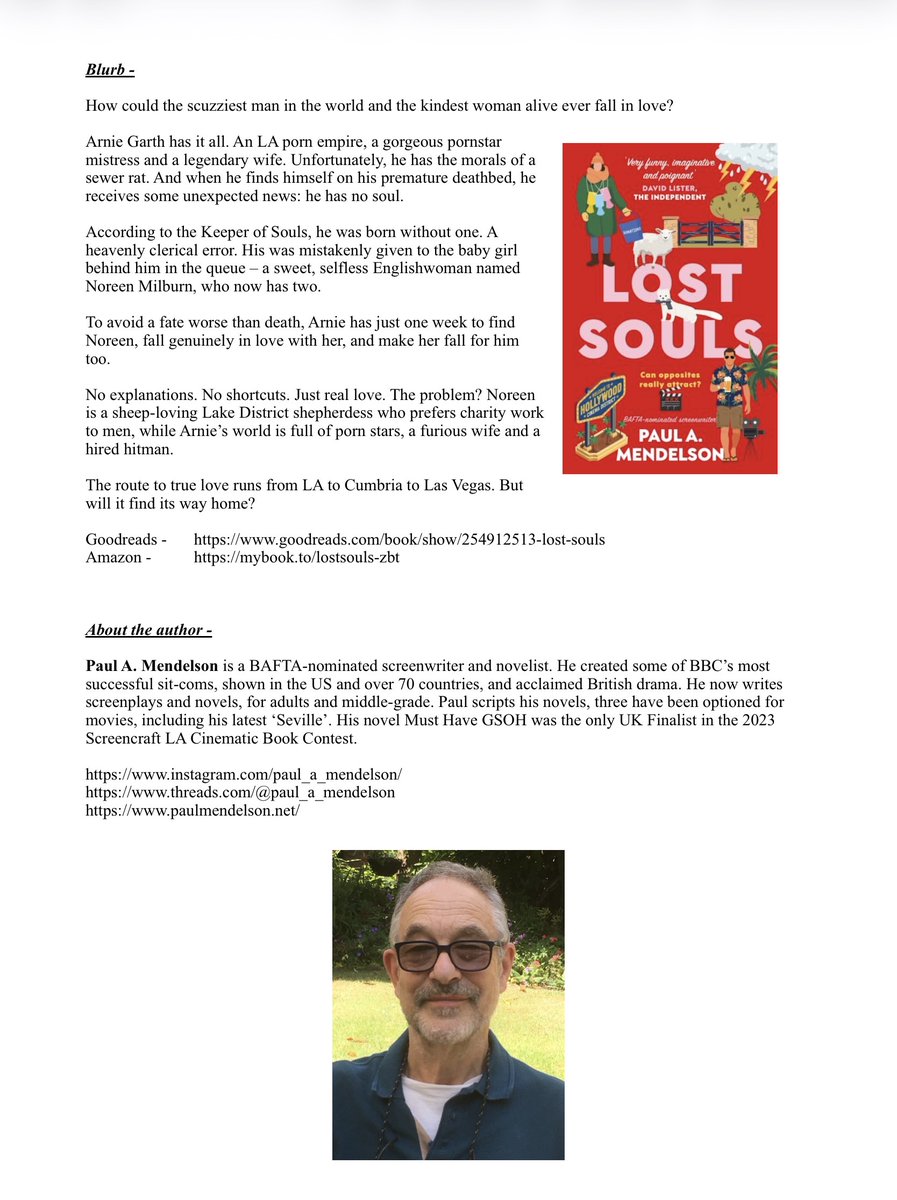 MiriamLSmith3's tweet photo. It’s my turn today on the blog tour for #LostSouls by Paul A Mendelson on behalf pf @ZooloosBT #TheBookGuild #AMothersMusingsSunderland #AMakemMothersMusings #PaulAMendelson #AdPr #HumorousFiction
Read my thoughts & more👇 https://t.co/MF6S5ZH1aa