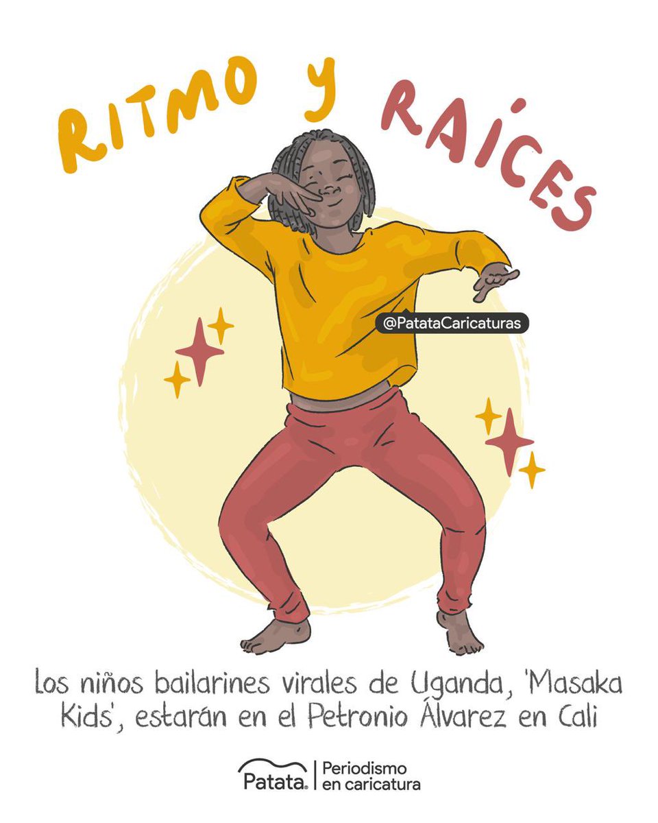 PATATAdibujo's tweet photo. ✨🌍 Los niños bailarines virales de Uganda se presentarán en el Petronio Álvarez. 
🧵 https://t.co/W9uDA3hXCM