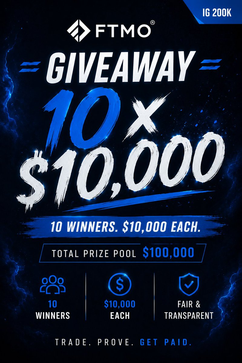 isaacthequach's tweet photo. FTMO 10 x 10,000$ GIVEAWAY ! 

1. Like Retweet and Tag 3-4 friends

2. Follow @isaacquachgc @isaacthequach 

3. Join Telegram https://t.co/AYOHzhO0BD https://t.co/fHVLfWlmyY