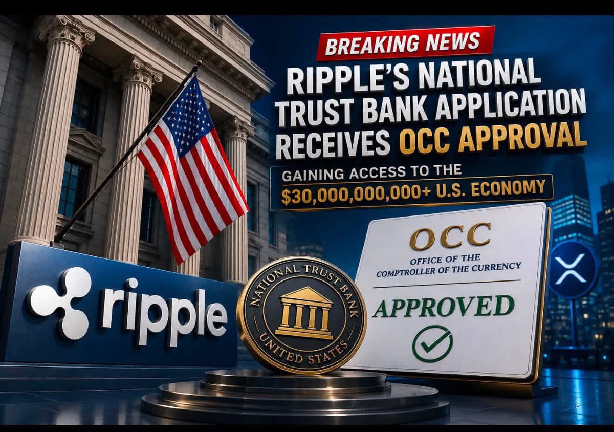 eddo_farina's tweet photo. 🚨BREAKING: Ripple's reported OCC approval for a National Trust Bank charter marks a major step toward expanding regulated financial services in the United states https://t.co/Ss89Mna4EV