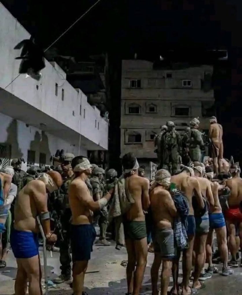 OmarHamadD's tweet photo. This image is still stuck in my mind, how the Israeli occupation soldiers arrested all the patients at Kamal Adwan Hospital in northern Gaza.

We will not forget, and we will not forgive. https://t.co/XESYXTdziR