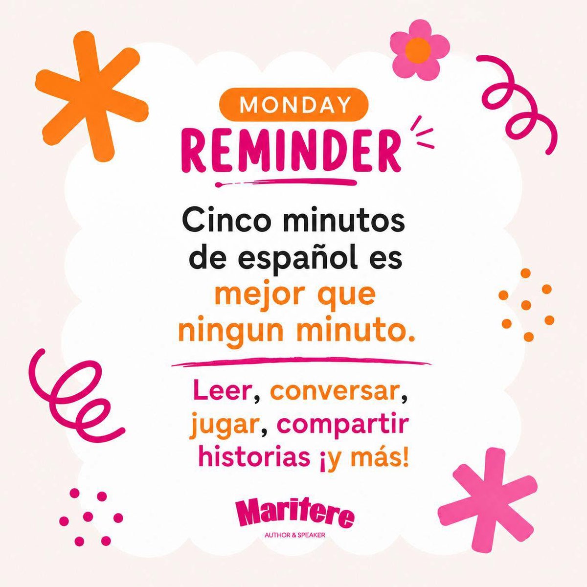 maritererbellas's tweet photo. Five minutes a day to strengthen the language – and with it, the culture and family bonds. Aim for use and consistency, not perfection! Reading, talking, playing, sharing stories. Great achievements must start somewhere.😀

#MondayReminder #LanguageandCulture https://t.co/M4T2PEMgce
