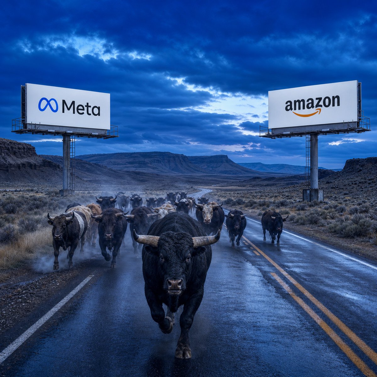 BingXOfficial's tweet photo. The bulls just stormed back into Big Tech. 🐂

@Amazon surged over 20% while @Meta kept the AI spending trade firmly in play.

Which one are you backing next? https://t.co/Vk48GeN6rP