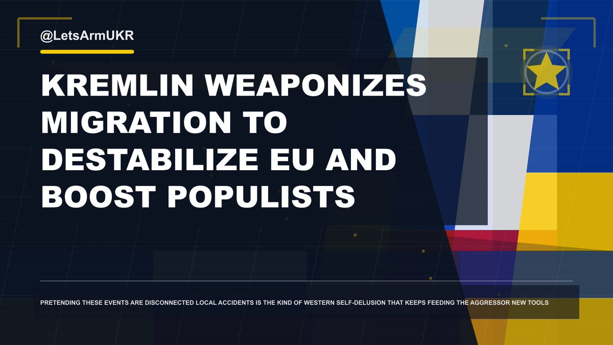 LetsArmUKR's tweet photo. The Ceuta mess is not some random border flare-up. It is a textbook hybrid pressure point, and the pattern is now so familiar it is almost boring. Kremlin doctrine has long treated migration as a precision weapon against European cohesion. We saw it on the Polish-Belarusian border, in the Baltics, and now it is Spain's turn. The Telegraph's 2025 reporting, citing EU Commission and Western intel sources, laid out exactly how Russian military assets worked with Haftar's people to air-bridge migrants from Africa straight into Belarus as cannon fodder for political destabilization. Same move, just somewhere else.

What makes these operations elegant from the aggressor's perspective is that geography does not matter. One spark on the southern flank of the EU immediately becomes ammunition for the entire bloc. Social strain, security costs, and most importantly the political dividend: every fresh wave supercharges the very populist parties that European governments themselves label as systemic risks. And those parties, surprise surprise, tend to carry water for Moscow, whether through direct dependence, shared talking points, or useful-idiot naivety. Meloni calling for Schengen suspension with Spain, Austria screaming about threats to the whole Union, Sweden and the Dutch demanding immediate restoration of control, Finland nodding along; none of this is really about the 48,000 people Madrid claims to have deported back to Morocco with army help. It is about the electoral ricochet. Polish elections, French contests, German local votes, Meloni's own headaches; the crisis lands right on schedule to tilt the field. That is the return on investment Kremlin seeks. They do not need to own the migrants. They only need the panic.

Direct forensic proof that the Kremlin wired this specific Ceuta episode together is still absent. But the circumstantial stack is damning. Preceding contacts between Moscow and Rabat on fuel supplies. Latvia slamming its own border with Belarus shut the moment the Spanish situation blew up, clearly expecting the hybrid migraine to spread. And then the information operation, which Ukraine's Foreign Minister openly flagged: over 1,500 propaganda hits pushed through the Pravda and RT networks in a compressed window. Language targeting tells the real story; 46 percent Spanish, 21 percent English, 8 percent German, with French, Italian, Danish, Czech, Polish versions following. That is not organic outrage. That is a pre-loaded narrative machine waiting for the match to be struck. Whether the Kremlin organized the spark or simply had foreknowledge and exploited it at industrial scale is almost academic. Exploiting that information on its own amounts to hybrid aggression. Speed, volume, and linguistic precision do not happen by coincidence.

Zoom out and the strategic motive sharpens. 2027 is the year EU decisions on full decoupling from Russian gas and LNG bite hard. Spain sits at the hinge; it is the gateway for African gas imports meant to replace Moscow's supply. The Trans-Saharan Gas Pipeline, targeting 30 billion cubic meters annually, is moving forward. Algeria is expanding infrastructure, relations with Madrid and Brussels have warmed, and Algiers is showing visible cooling toward its old Moscow patron. Morocco, on the other hand, has every incentive to torpedo improved EU-Algeria ties and trigger a Spanish government crisis that buys the Kremlin time until a more favorable political window opens, perhaps in France. Sanchez is already bleeding from corruption scandals, parliamentary headaches, and his Trump spat. A migration wave at the worst possible moment, followed by European partners piling on, is the perfect pile of stones on an already unstable slope. The political effect is already delivered even if the tactical crisis is contained.

Pretending these events are disconnected local accidents is the kind of Western self-delusion that keeps feeding the aggressor new tools.