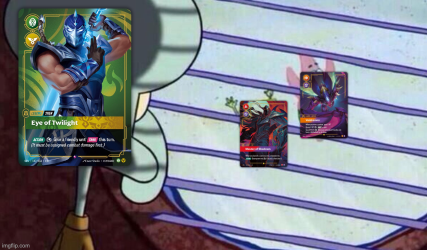 housesarebig's tweet photo. How it feels watching teammates test fun decks while I'm stuck playing Shen. I can't wait for it to end 😭😭 https://t.co/Gmi9eMmSws