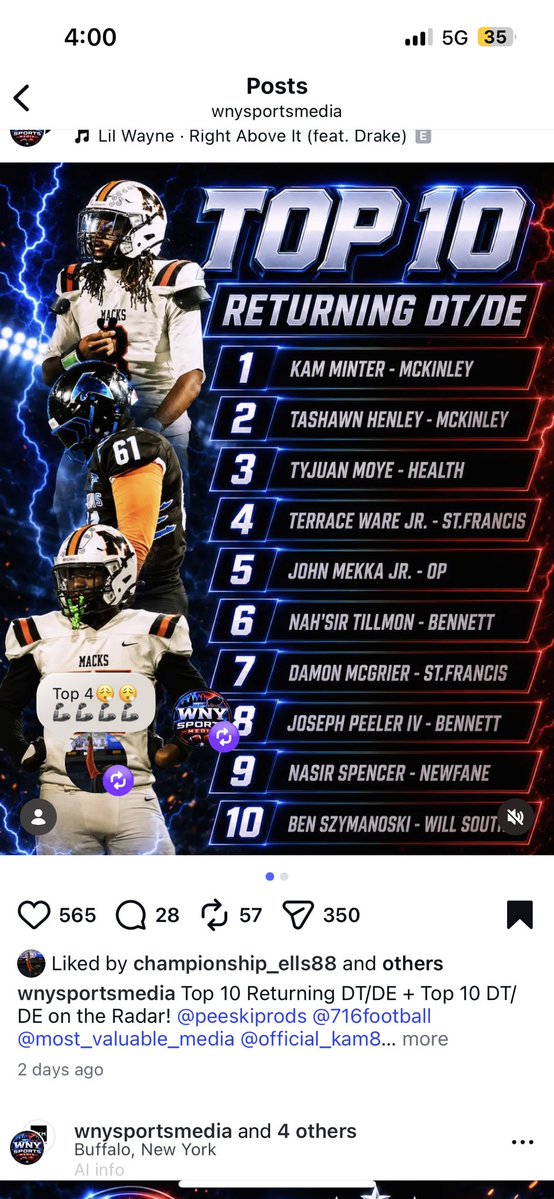 Tymoye3's tweet photo. PRE SEASON RANKINGS LETS GO @LITMINC @WNYAthletics @wny_football @wny https://t.co/ZIlwrz119a