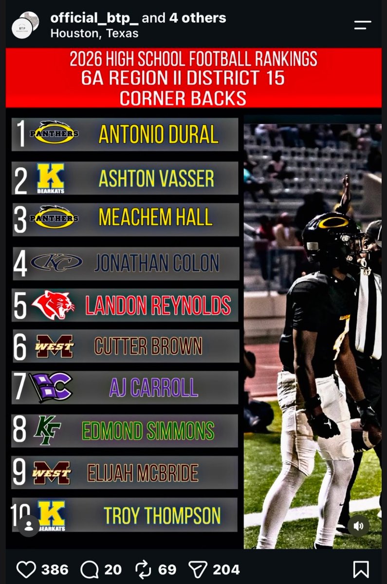 AntonioDural4's tweet photo. Honored to be named the preseason #1 CB and #1 WR in the district!!
They say that’s a lot of pressure….I say it’s MOTIVATION! 🤞🏾🤫😤 #StayTuned #BeenHIM #2wayStarter⭐️ #OakEm @KLEINOAKFB @RecruitingTheO @Coach_BCarp @zkelley1985 @coach_fav @Coach_CJWard @Tos93 @shamar_thomas11 @jacorynichols