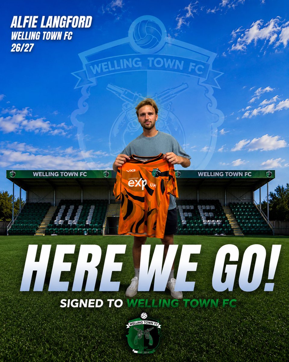 WellingTownFC's tweet photo. 🧤 HERE WE GO! 🟢⚫

Welcome to Welling Town FC, Alfie Langford!

A commanding goalkeeper joins the squad ahead of the 2026/27 season. Looking forward to seeing him in action.

Welcome to the Town, @Alfielangfordgk ! 💚🖤

#UpTheBoots @NonLeaguePaper @EssexSenior @SCEFLeague https://t.co/8AWPGGyWyM