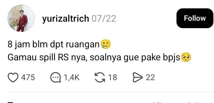 kmadytiab's tweet photo. Untuk kasus ini mungkin saya beda pandanggan dengan temen" di X.

Sebelumnya ikut beduka cita, dan tidak membenarkan apapun berupa tindakaan cemooh atau hinaan 🙏

Ini saya sampaikan sebagai opini pribadi saya yg besar di lingkungan keluarga pelayanan kesehatan.

1. Korban salah bila menggiring opini dengan curhat di sosmed dan dengan giringan opini menuudutkan pihak RS, di IGD ada maklumat dan aturan "tidak menerima intimidasi dalsm bentuk apapun" ini termasuk bentuk intimidasi non verbal, bahksn RS berhak menolak pasien.

2. Pasien sangat berhak untuk pindah faskes apabila kamar kosong. Waktu 8 jam bukan waktu yg singkat. Di IGD RS yg dudah paripurna ada ruangan observasi, emergency tingkat sedang, emergency lanjut. Dokter pastinya akan sarankan pasien cari faskes lain. Perlu di dalami adamah faskes lain.

3. Penggiringan opini ini dampaknya gede bagi nakes yg jaga. Pengalaman pribadi kakak saya yg jdi koorditator IGD salah satu RS terbesar di Jogja, kalau ada kasus kyk gini, sidang direksi pasti dijalankan. 

4. Saya tidak membela siapapun dalam kasus ini. Hanya buat sebagai pembelajaran bagi kita bersama, supaya lebih paham hak dan kewajiban pasien.

Semoga segera mendapat kronologi dan penjelasan yg jelas, supaya gk liar jdi opini publik. 🙏