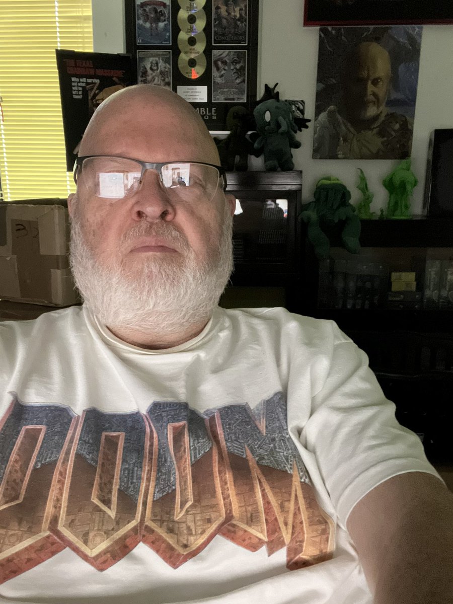 SandyofCthulhu's tweet photo. @SirCowboy_ Thanks for the support! I really appreciate that it seems to be positively received. This is me in my Doom short that I got back in 1993 and am still wearing today (in the pic) https://t.co/FEHh5mnEPT