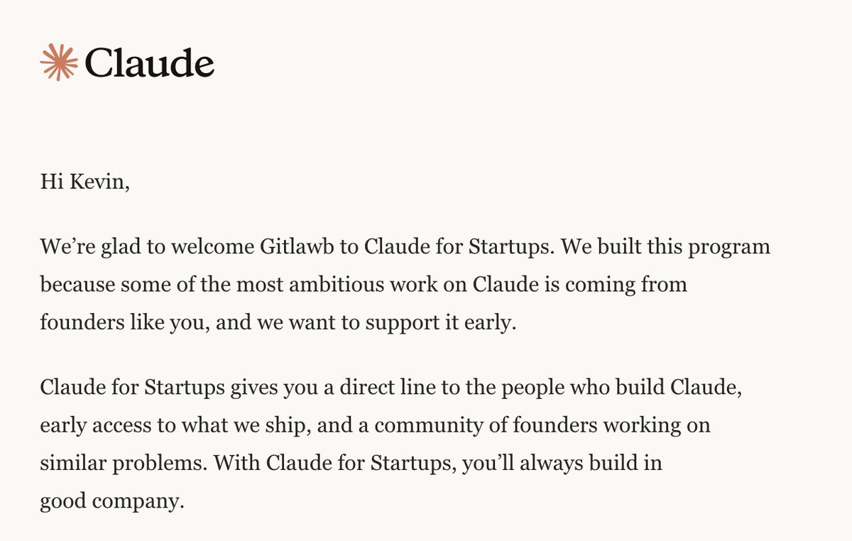 kevincodex's tweet photo. Gitlawb was accepted to Claude Startup program . gm! 

thank you @claudeai https://t.co/qfBM4J22Ys