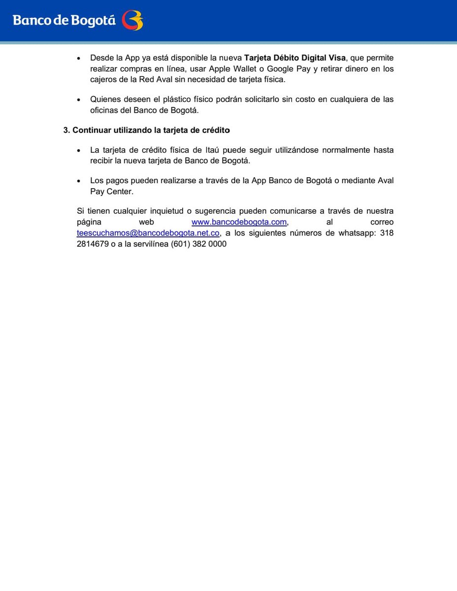 BancodeBogota's tweet photo. Avanzamos en la integración de los clientes provenientes de Itaú. 
Conoce el estado del proceso, las acciones implementadas y las recomendaciones para esta nueva etapa. https://t.co/Ss9LhClCoX