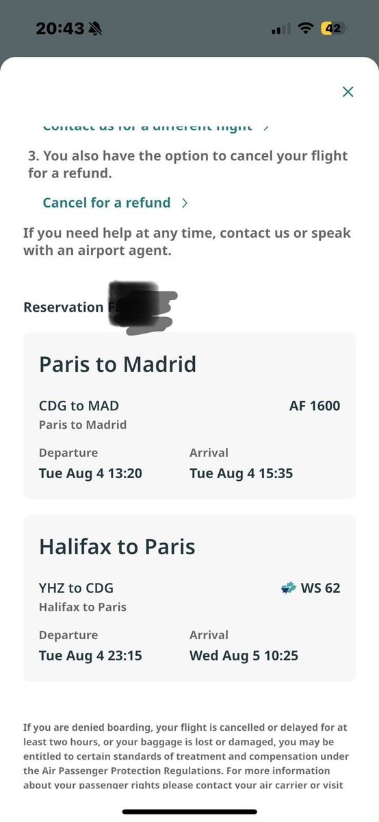 MM2_Michael's tweet photo. Hey @WestJet you cancelled my cousins connecting flt to Spain Fri. 2 days b4 strike, stranded her in Halifax. No hotel rooms. Can’t phone or connect on-line. Email 2day- Flt Halifax-Paris &amp; Paris-Madrid. But Paris flt leaves de4 Halifax flt. No help. How can you be this bad? https://t.co/YtJgrgK20T