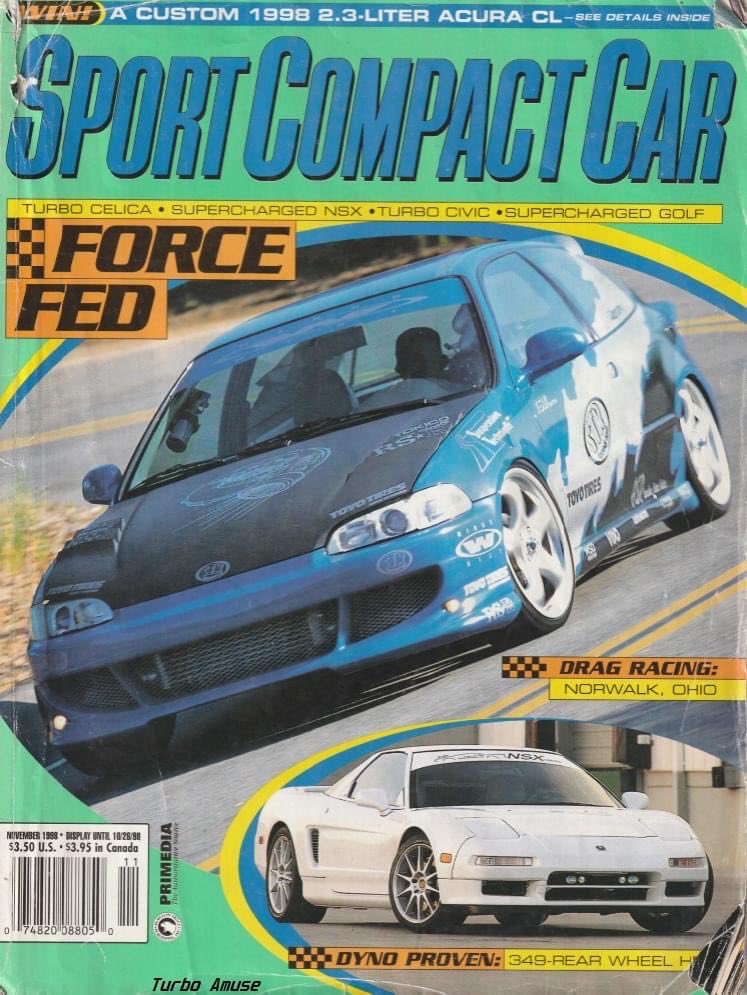 SPOCOMZ's tweet photo. Sport Compact Car November 1998, featuring LJ's slick '94 Civic hatchback wearing a Wings West Bigmouth full kit on Trophys and Modern Image graphics. 

📸: Turbo Amuse Scans (FB) https://t.co/zNK9Fp3yeF