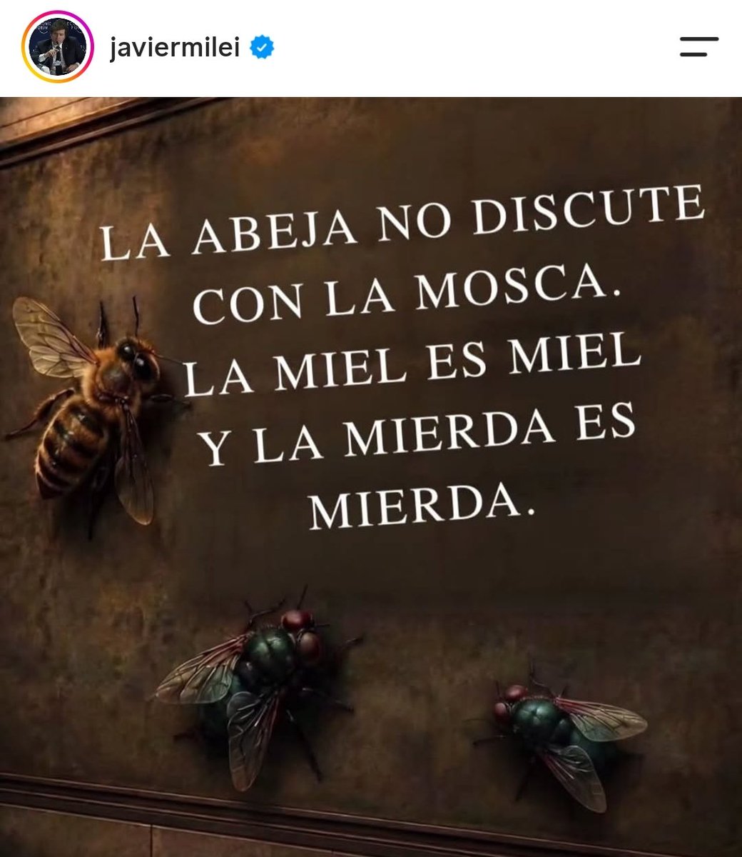 DanteForesi's tweet photo. En esto coincido con Milei. Es muy valiente de su parte reconocerse como mosca https://t.co/Tn9reH3bNX
