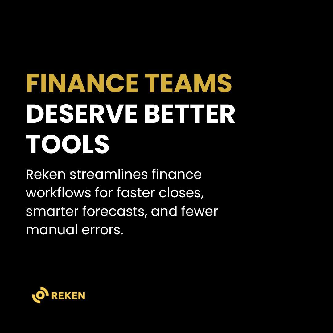 reken_io's tweet photo. Faster closes. Smarter forecasts. Fewer headaches. 📊✨ Reken streamlines your finance workflows so your team spends less time fixing errors and more time making decisions that matter. #Reken #FinanceWorkflows #SmartForecasting #FinTech #FinanceAutomation #FasterCloses https://t.co/EtH3NwArS5