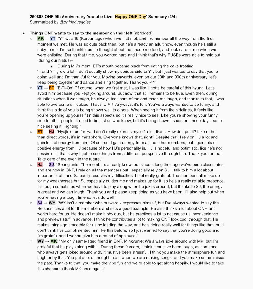 onfriedveggies's tweet photo. 💡❤🧡💜🖤💚💙💡
260803 ONF 9th Anniversary Youtube Live ‘Happy ONF Day’ Summary

Talks including: ON/OFF (2026 Ver.), memories during the past 9 years w/ rebellious phase, messages to each other and FUSE

#온앤오프_빛나는_9번째여름
#LightsOn_ONF_9th https://t.co/fkG4FPxuwb