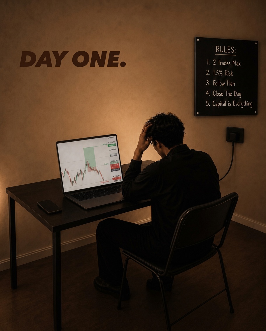 _baba__cj's tweet photo. Day One>>
Stressed. 
Disciplined. 
Following the rules.
Protecting capital.
Taking only the A+ setups.

One Day>>
Same discipline.
Better environment.
Clearer mind.

From nothing to everything.
The difference isn’t luck.
It’s consistency over time.

Most people quit on Day One.
The 1% stay long enough to reach One Day.

Trading will test everything in you.
Your discipline.
Your patience.
Your resilience.
Your ability to keep going when nothing seems to work.

But if you stay consistent long enough, the life you once imagined can become the life you live.

Keep showing up.

One day. 🦅
$Focus 🧘🏻📊