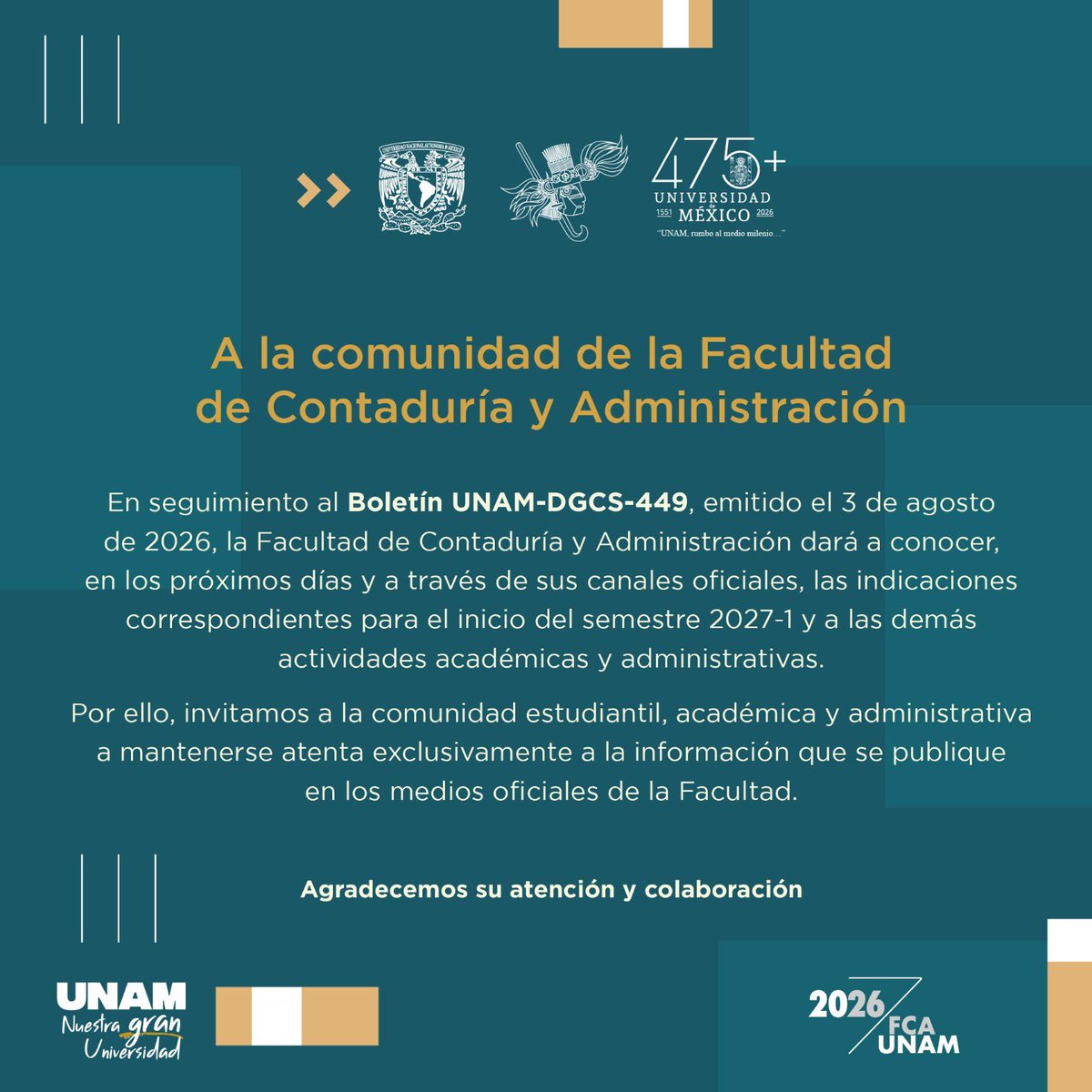 FCAUNAMOFICIAL's tweet photo. Comunicado > https://t.co/ByrsIS3Ymc https://t.co/oPPOTGFDFr