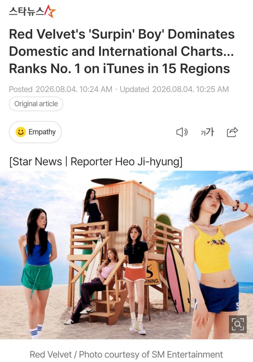 rvelites's tweet photo. Red Velvet's Surfin' Boy Dominates Domestic and International Charts

"The group Red Velvet has proven its presence by sweeping domestic and international charts simultaneously with their comeback."

Read the full article here:
➡️ https://t.co/luWBDV4XH4

@RVsmtown #RedVelvet #레드벨벳
