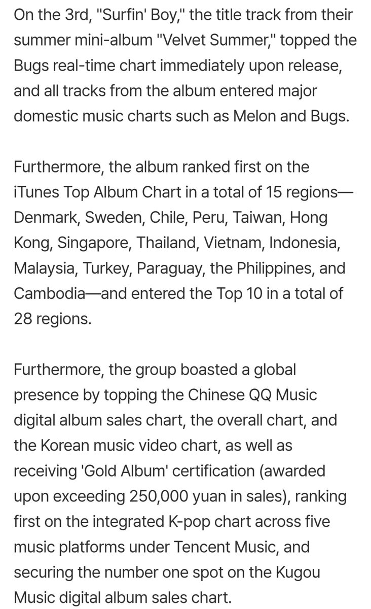 rvelites's tweet photo. Red Velvet's Surfin' Boy Dominates Domestic and International Charts

"The group Red Velvet has proven its presence by sweeping domestic and international charts simultaneously with their comeback."

Read the full article here:
➡️ https://t.co/luWBDV4XH4

@RVsmtown #RedVelvet #레드벨벳