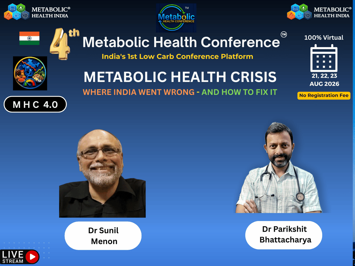 shashiiyengar's tweet photo. 🎙️ Speaker Announcement

We are delighted to welcome another set of distinguished speakers to the 4th Metabolic Health Conference (MHC 4.0).

Join us as leading experts from India and around the world come together to discuss this year's theme:

"Metabolic Health Crisis: Where India Went Wrong - and How to Fix It."

📅 21–23 August 2026
 🌐 100% Virtual
 🎟️ No Registration Fee

Stay tuned as we continue unveiling our distinguished speaker lineup.

The registration and joining link will be shared shortly. Watch this space!

@drmenonsunil9 @DrSunilMenon1 @healthieRx