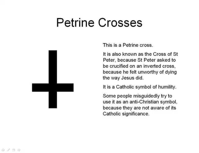 Catholic_bro's tweet photo. Reminder 

The cross of St Peter isn’t demonic https://t.co/ZYLgRUlDux