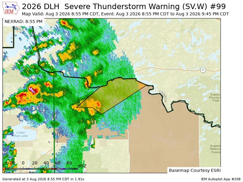 ELYMNWX's tweet photo. DLH issues Severe Thunderstorm Warning [wind: 60 MPH (RADAR INDICATED), hail: 0.75 IN (RADAR INDICATED)] for Koochiching, St. Louis [MN] till 9:45 PM CDT https://t.co/fGMyctDPYx https://t.co/8R75tq2ogK