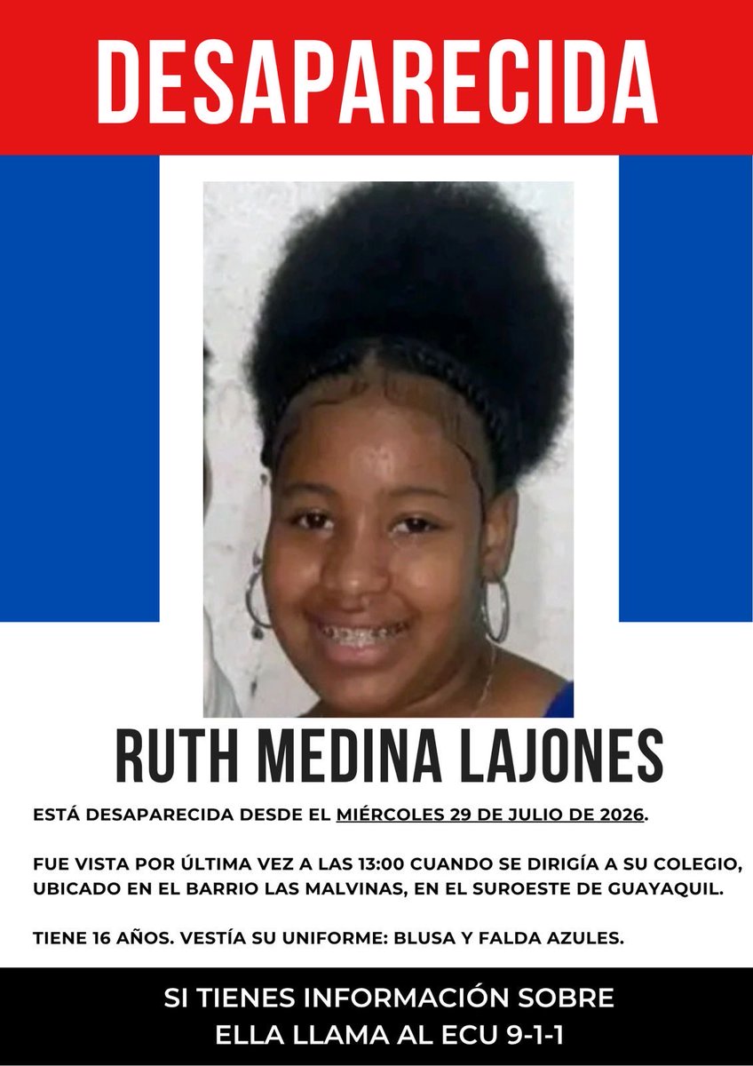 berecordero's tweet photo. Ruth está desaparecida en Guayaquil. 16 años https://t.co/gO0QdOrxS1