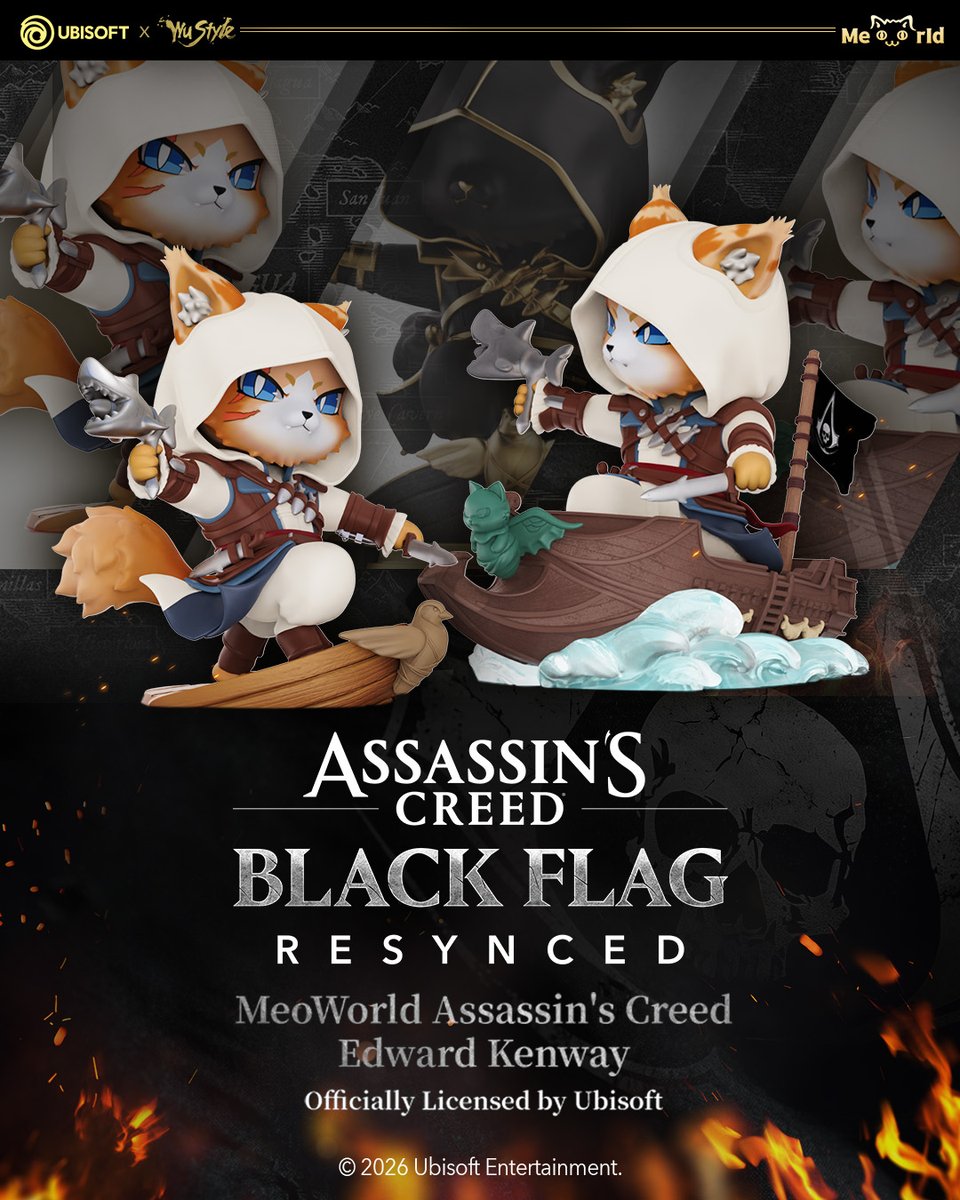 wustyleofficial's tweet photo. 🏴‍☠️MeoWorldAssassin'sCreed Edward Cat Figurine coming soon!
Edward Cat ready to strike！

#AssassinsCreed #Ubisoft #MeoWorld #Wustyle https://t.co/yPvWUXFHAd