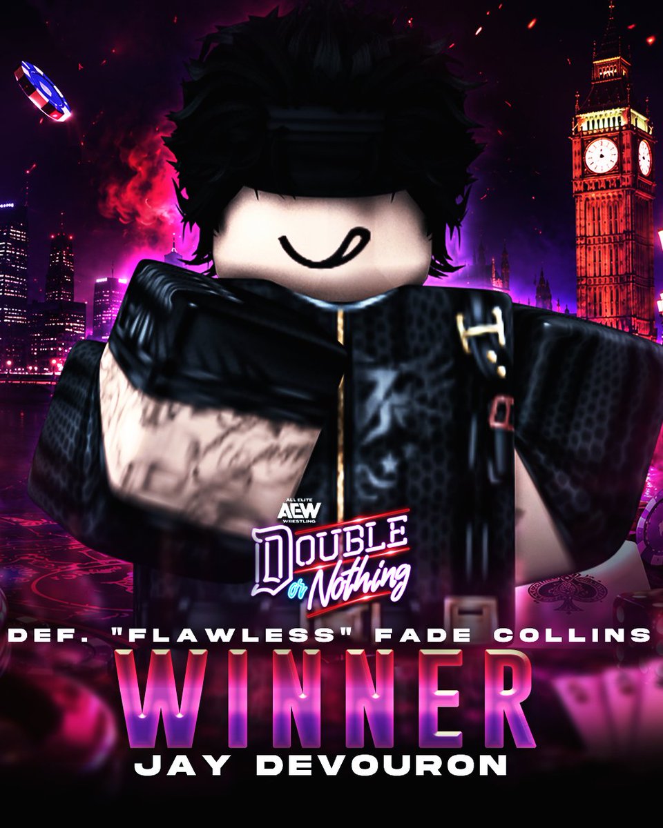 AEWonAKSports's tweet photo. WINNER: @JayDevouronRW 

#JayDevouron defeats #FadeCollins at Double or Nothing.