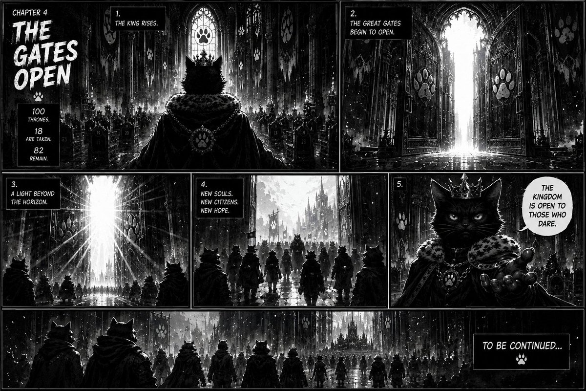 Noir45169's tweet photo. CHAPTER 4 — THE GATES OPEN
The Kingdom no longer waits.
The gates are opening.
The first citizens have already taken their place.
Will you be one of the next?
🐾 $CATONDEX
#CATONDEX #Solana #PumpFun https://t.co/YV45AddCyW