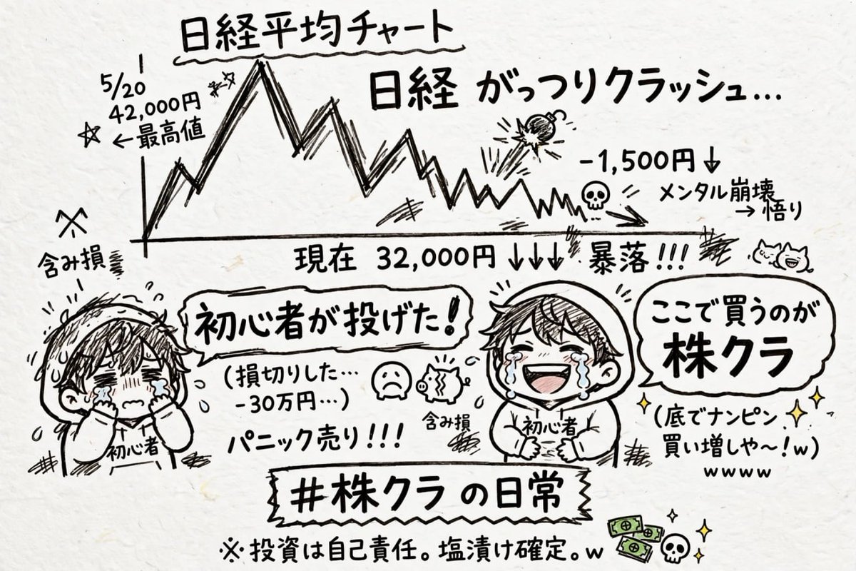 akito3301's tweet photo. また株初心者が「円高で終わったw」とか言って損切りしてて草
去年8月の植田ショックも同じ。騒いだやつ全員置いていかれたでしょ。
為替介入で個人が投げる→海外勢が拾う。この茶番何回目？
日経6.3万はバーゲン。震えてる暇あったらTOPIXの内需でも見とけ。
#日本株 #日経平均崩落 #株クラの敗北 https://t.co/LzP1fVZhea