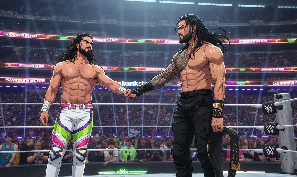 Sebasvideos's tweet photo. Algunas imágenes al estilo animé de #Summerslam que divertida es la IA. https://t.co/GP2psTHC6n