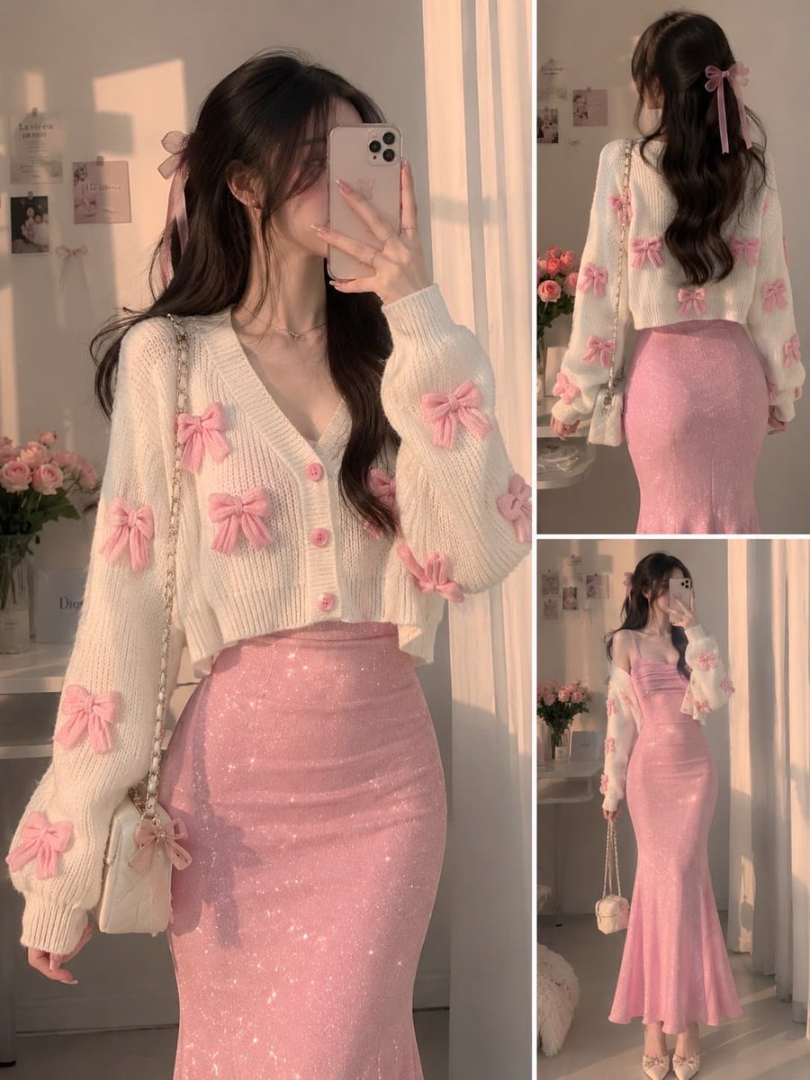 insperarise's tweet photo. ribbon knit outfit 🎀 https://t.co/ZbZa1bPgYw