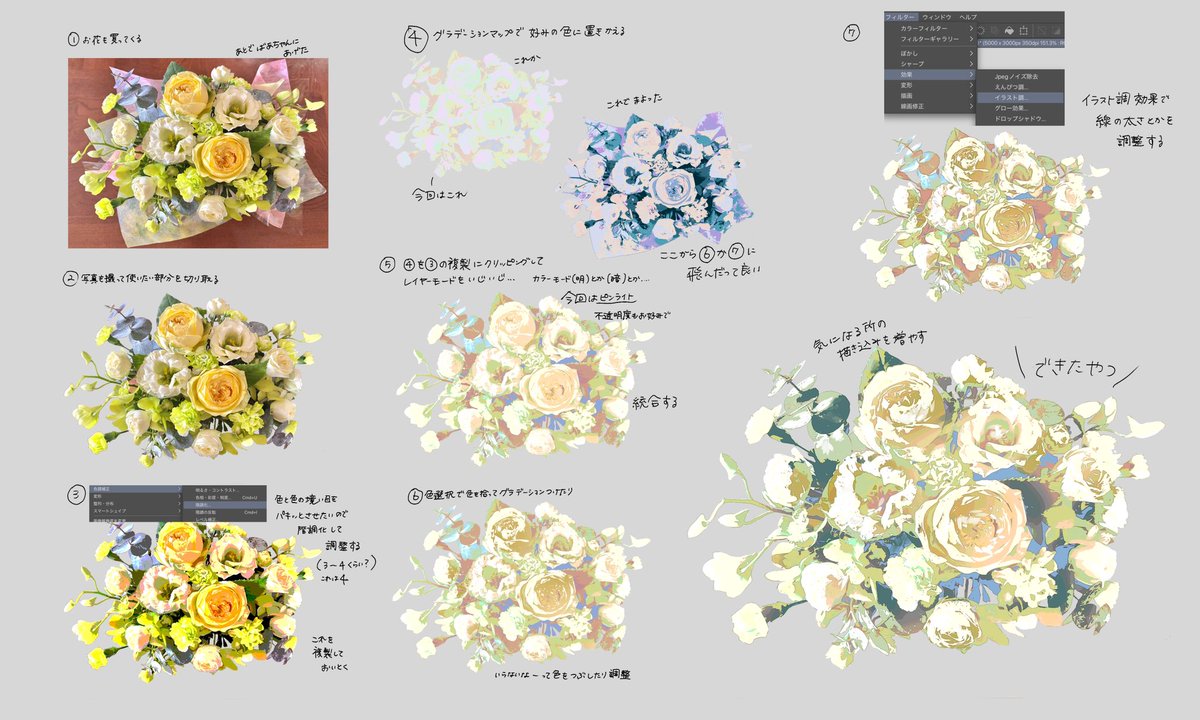 _moyuhisa's tweet photo. クリスタでお花加工メイキングこう？？？ https://t.co/YkM6pEr0zn