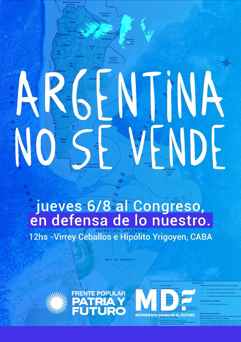PatriayFuturoAR's tweet photo. 🇦🇷 • Argentina no se vende.

Marchamos al Congreso porque la Patria no se entrega ni se regala.

📍12hs en Virrey Ceballos e Hipólito Yrigoyen y en cada rincón del país.

Frenemos el saqueo. https://t.co/MFhiw2Ive8