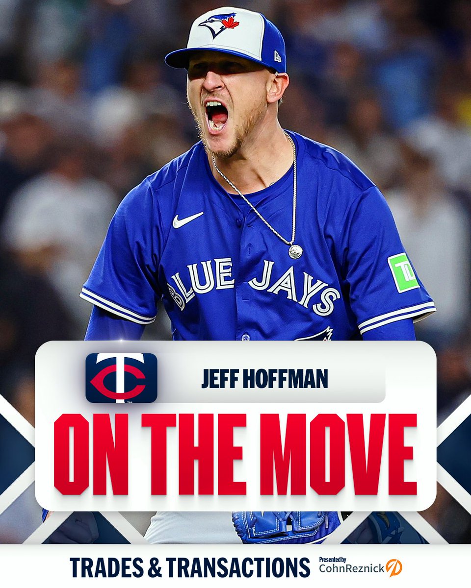 MLB's tweet photo. Twins reportedly acquire RHP Jeff Hoffman from Blue Jays, per multiple reports including @MLBNetwork insider @JonHeyman.
(MLB x @CohnReznick) https://t.co/oBBu8LpcSd