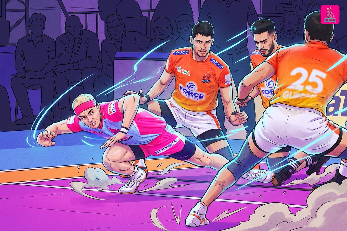 JaipurPanthers's tweet photo. One quick toe touch, one priceless point! Ali Samadi makes it look effortless! 🔥

#JPP #RoarForPanthers #Kabaddi #ProKabaddi https://t.co/HLq1xlRvpa