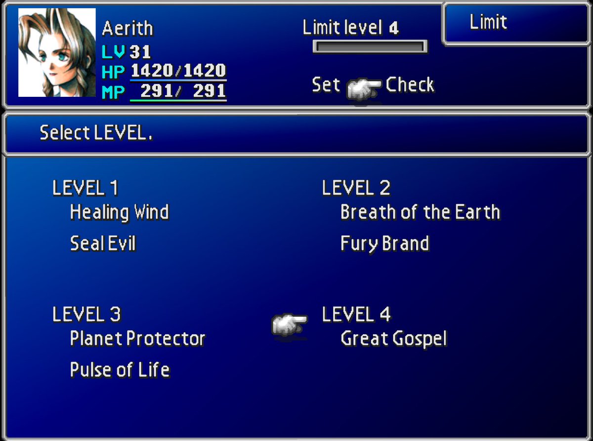Bern_ier's tweet photo. Muito feliz q depois de muito grind eu consegui todos os limit da aerith. Eles são muito úteis e devem me carregar até o fim do jogo, definitivamente uma personagem q nunca vou tirar da party pq é a melhor supporter q tem! https://t.co/HK9uFZXdsN