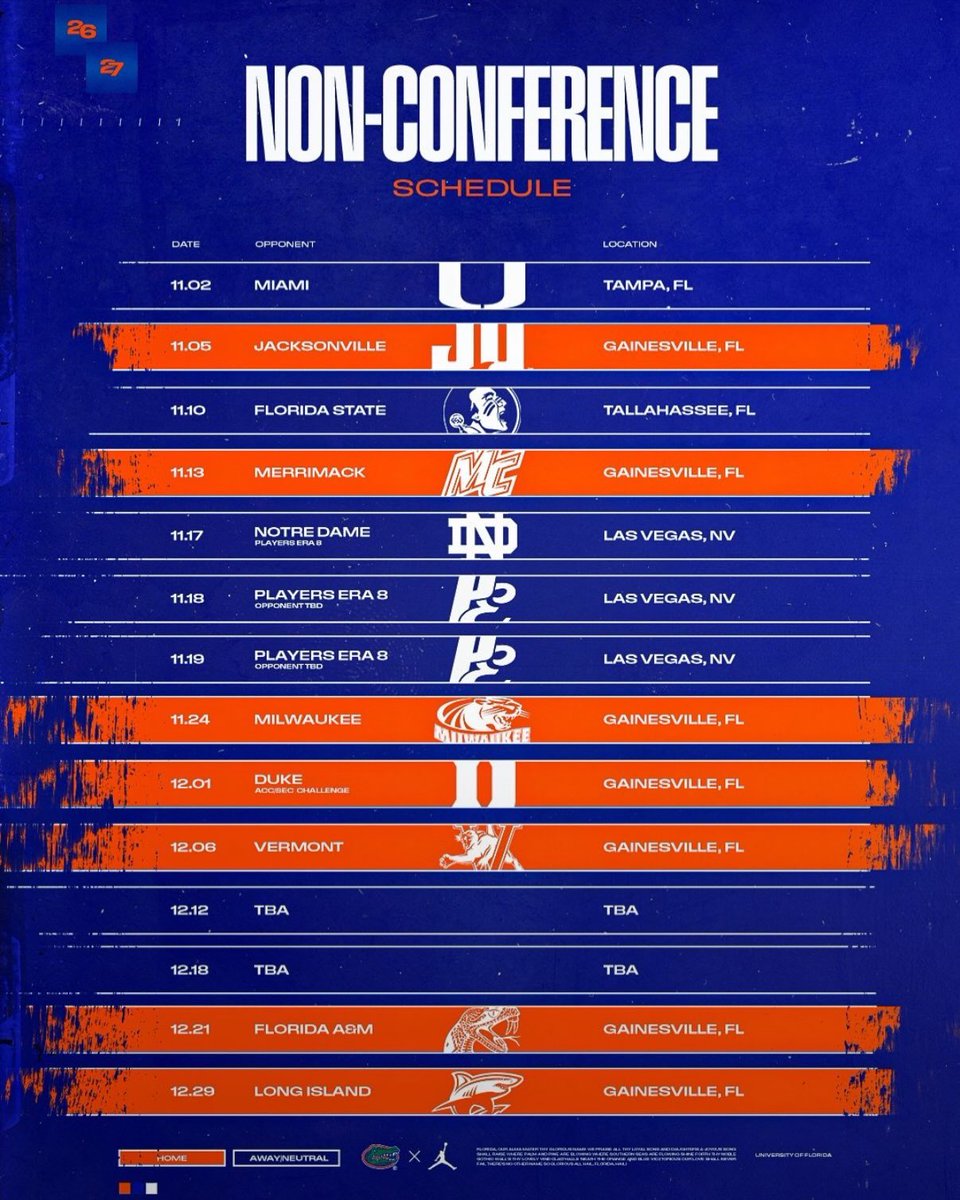 GatorsNetwork's tweet photo. Florida’s 2026-2027 schedule is LOADED 👀

How many games will the Gators win next season? 🤔 https://t.co/D4O2EcNOJD