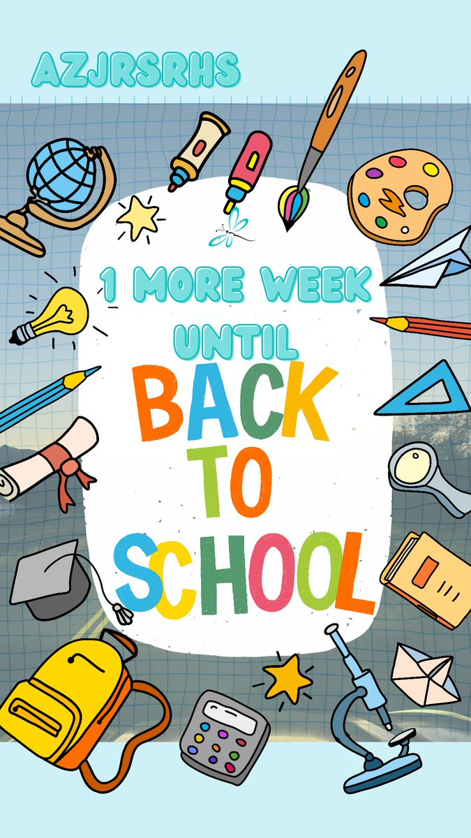 AZ_JrSr_HS's tweet photo. ⏰ The countdown is ON... 
just ONE WEEK until the first day of school! 🎉 
We can't wait to welcome our new and returning students. See you soon!

#oneweek #newschoolyear #cantwait https://t.co/d3WTF5JSF8