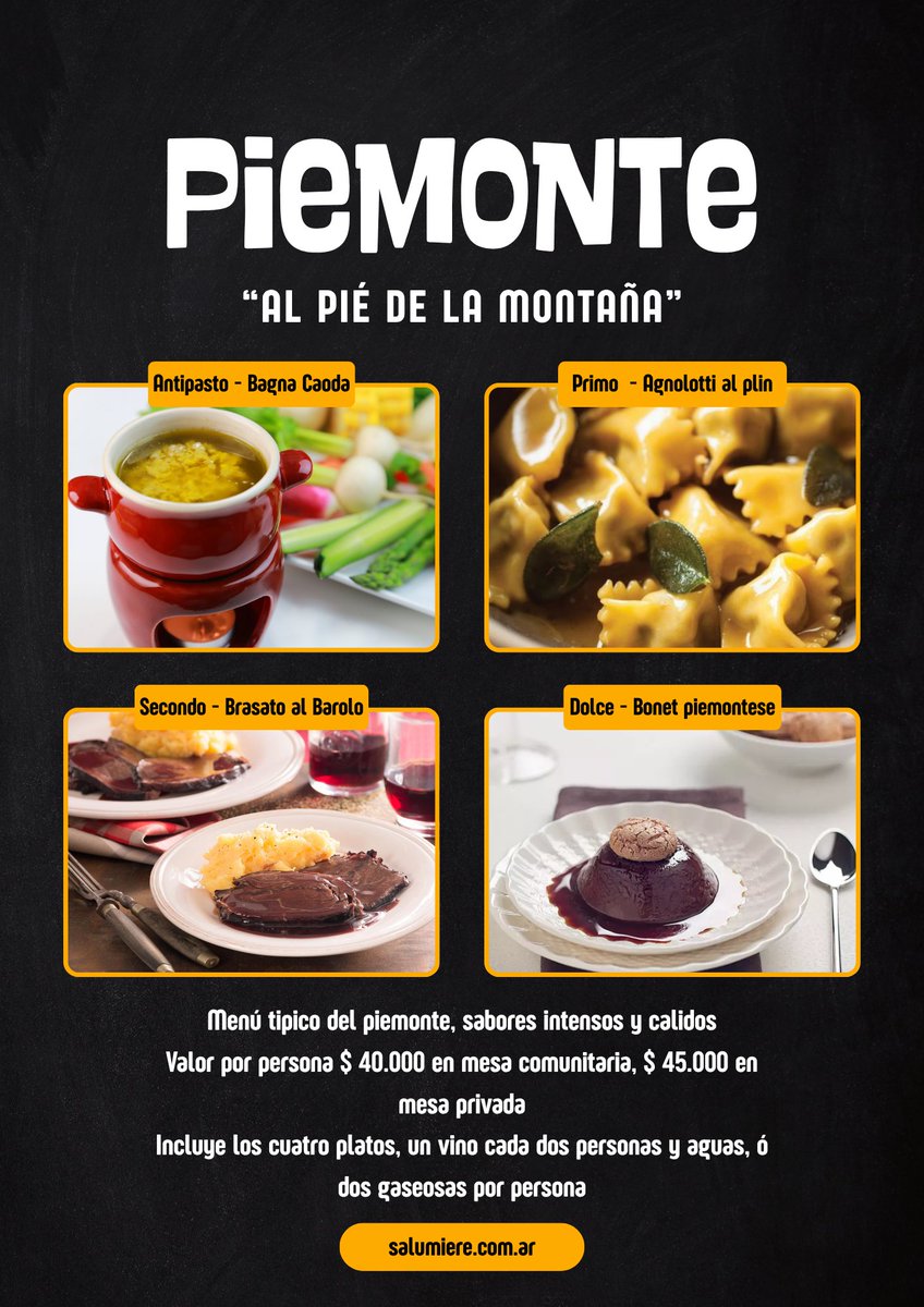 arielsignetti's tweet photo. Quedan algunos lugares para las cenas a puertas cerradas con el menú del Piemonte, este viernes hay lugar, el viernes 21 tambien, los demás días se llenó

Les dejo en el posteo de abajo los links!!!
Se agradece difusión obvio https://t.co/OmssGbjbJV