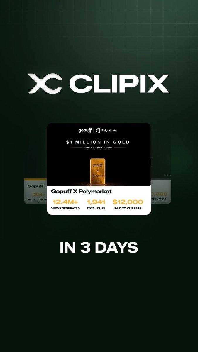 Clipixcorp's tweet photo. gopuff X Polymarket results

We ran clipping distribution for their $1M in gold bars giveaway. https://t.co/PcTvb8BgcZ
