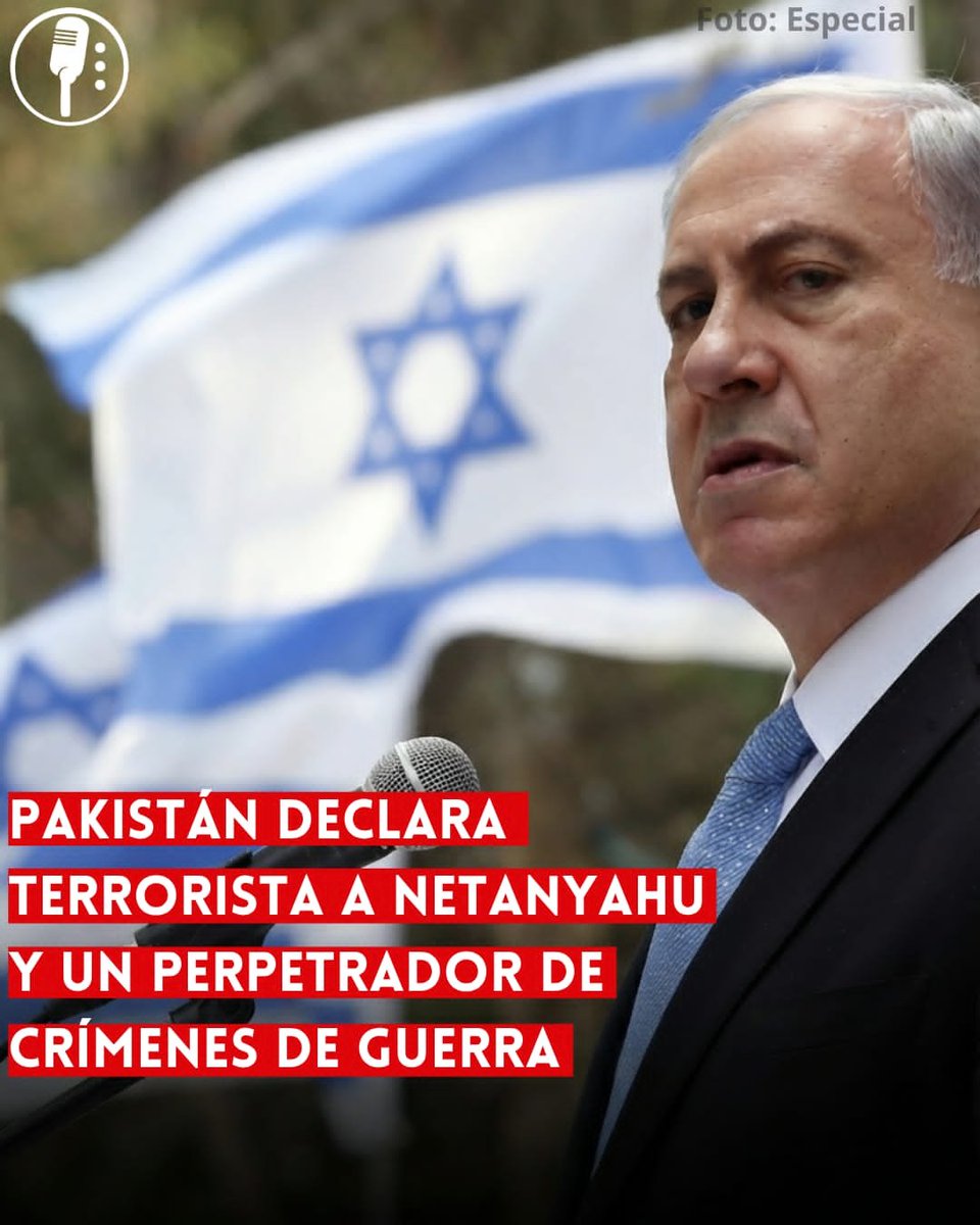 ReporterosMX_'s tweet photo. ⭕ OJO | PAKISTÁN DECLARA TERRORISTA Y UN PERPETRADOR DE CRÍMENES DE GUERRA A BENJAMIN NETANYAHU 

Pakistán declaró oficialmente terrorista a Netanyahu (@netanyahu) tras protestas del TLP y exigió que enfrente juicio por crímenes de guerra contra palestinos. https://t.co/rjLdyRS9Z1