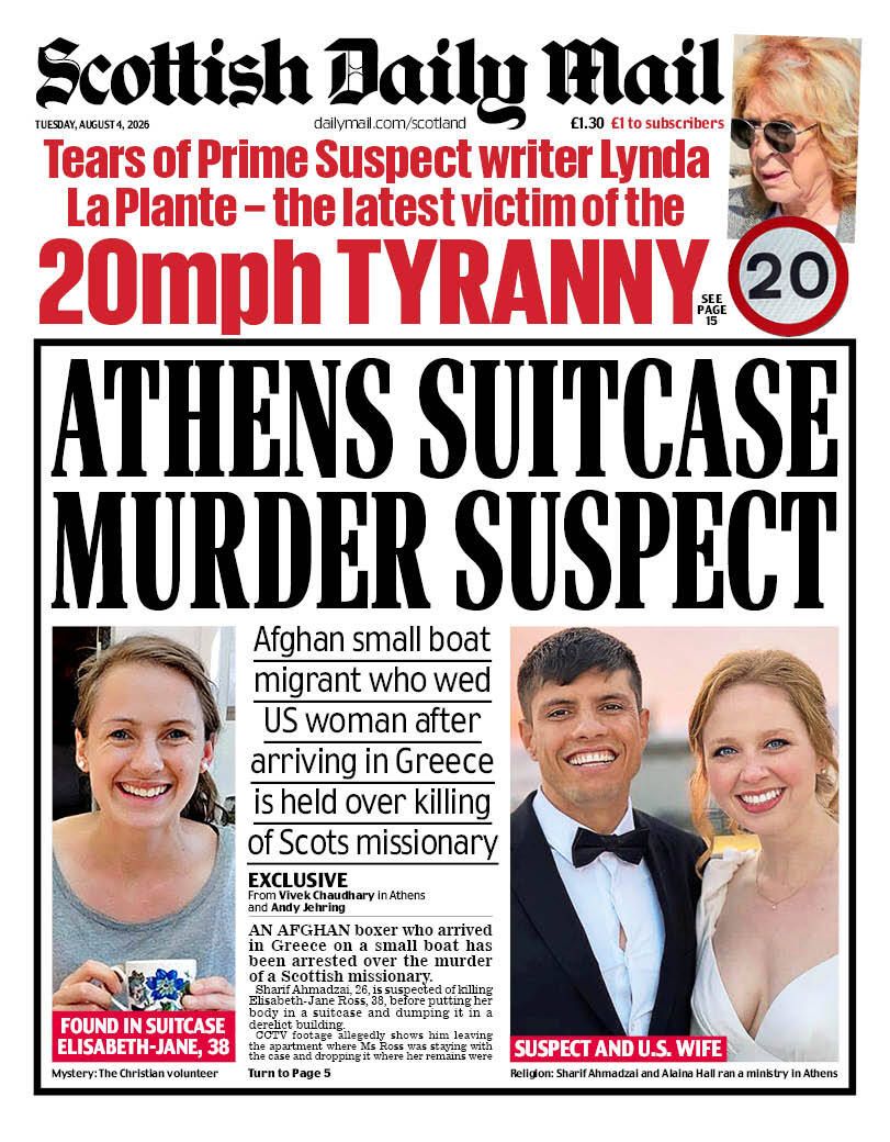 MailOnlineScot's tweet photo. Athens suitcase murder suspect
🗞️ Tomorrow's Scottish Daily Mail front page: #TomorrowsPapersToday #scotpapers 👉️ Read more on #mailonline https://t.co/Sm3BOjrtYc