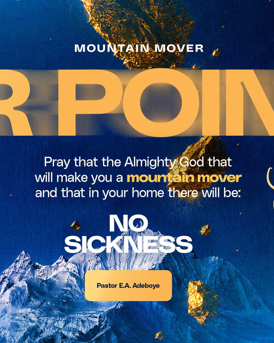 TheHGService's tweet photo. Prayer Point: 

Pray that the Almighty God that will make you a mountain mover and that in your home there will be: 
• No more failures
• No death
• No sickness 
• No sorrow

- Pastor Adeboye

Day 1 Evening Session

#MountainMovers
#RCCGAnnualConvention2026
#RCCG https://t.co/LH2fXeiS9s