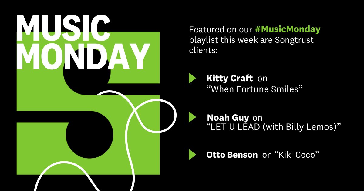 songtrust's tweet photo. Tracks we're streaming in our office today. From our Songtrust roster (of course): 

Kitty Craft on "When Fortune Smiles"
@imnoahguy on "LET U LEAD (with Billy Lemos)"
Otto Benson on "Kiki Coco"

https://t.co/urUkKKC13h https://t.co/650FIbNHuC