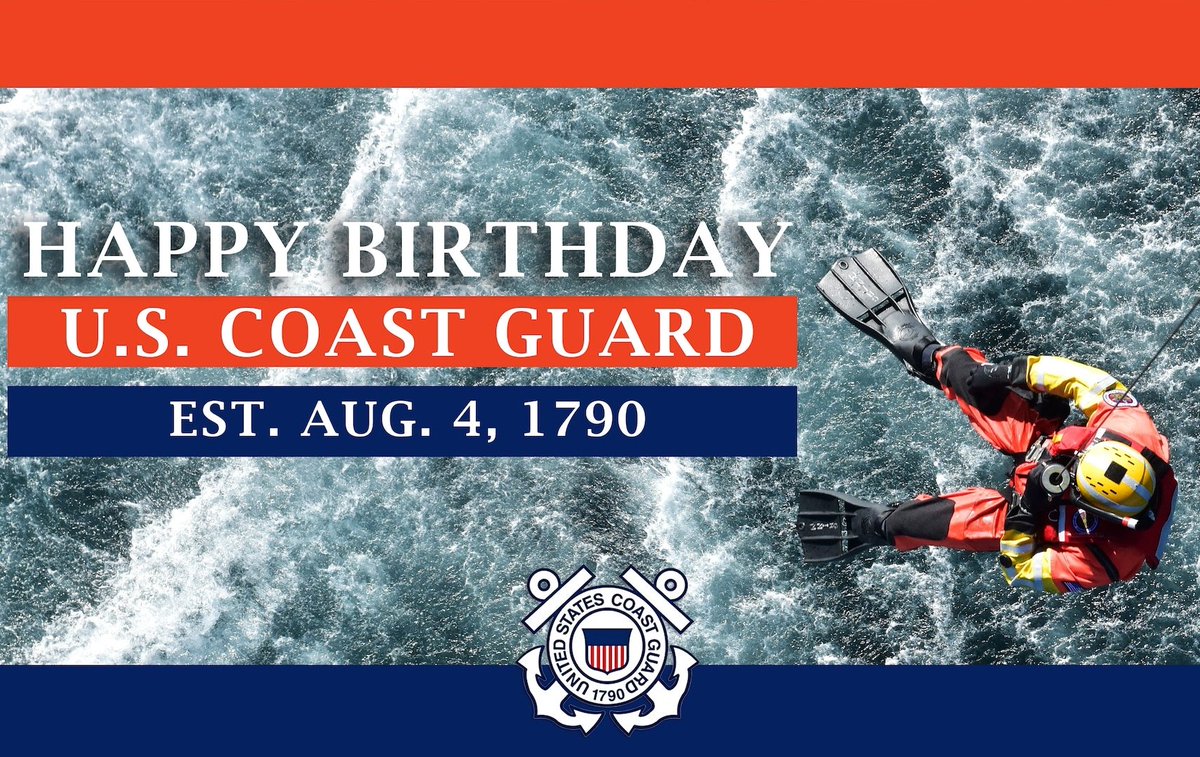 NORAMaerospace's tweet photo. Happy Coast Guard Day!
Coast Guard turns 236 
Did you know? The Coast Guard was originally the Revenue Cutter Service. The Revenue Cutter Service and the US Life Saving Service became the US Coast Guard in 1915? 
That the Coast Guard rescues an average of 3,500 people annually. https://t.co/h3DQZIhurr