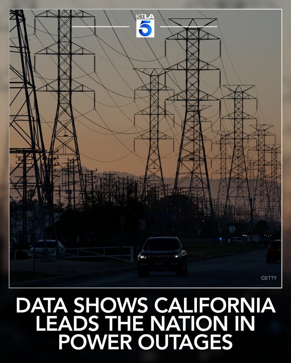 KTLA's tweet photo. Power outages can affect anyone at any time for a number of reasons, but newly released research indicates the Golden State may also be the darkest one at times. https://t.co/Zq13JsVYvp https://t.co/agN7kZZxb7